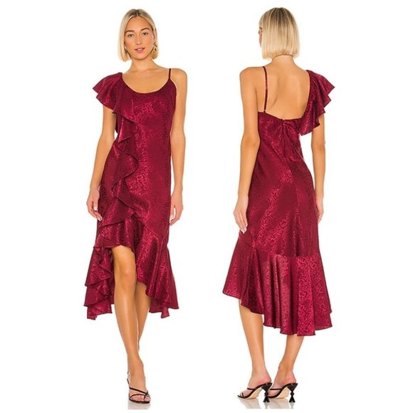 House of Harlow 1960 x REVOLVE Georgeta Dress Red Size Small NWT Midi Length - Picture 1 of 8